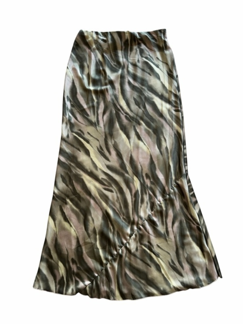 See You Monday Olive and Taupe Animal-Print Maxi Skirt Size L NWT